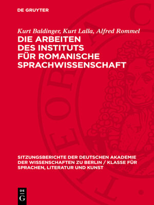 cover image of Die Arbeiten des Instituts für romanische Sprachwissenschaft